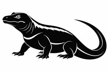 komodo dragon line art silhouette vector illustration