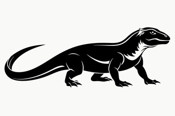 komodo dragon line art silhouette vector illustration