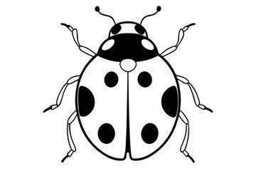 ladybug line art silhouette vector illustration