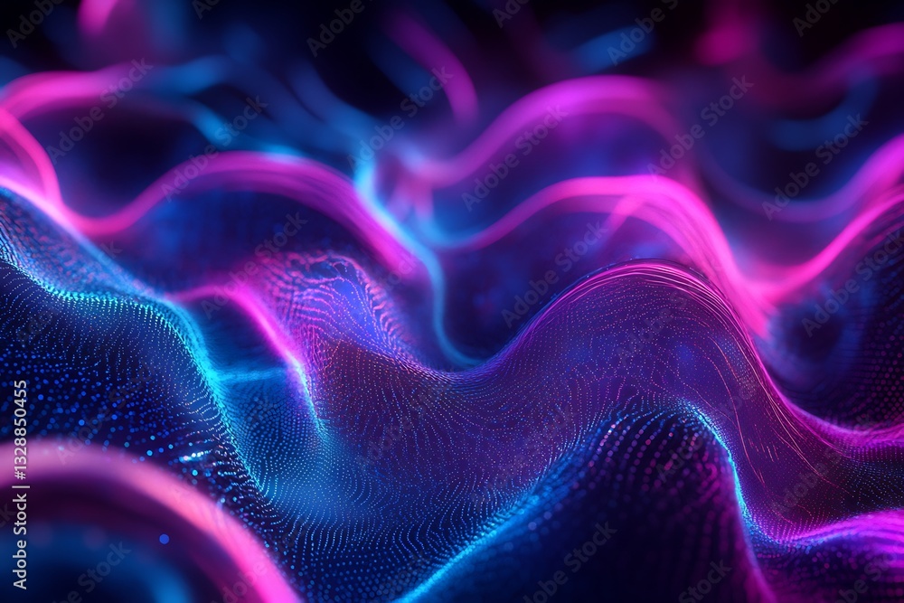 Poster an electrifying background of flowing neon light streams.