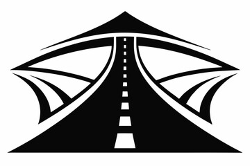 road icon line art silhouette vector illustration