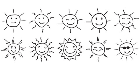  Hand Drawn Happy Sun