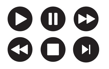 Media player icon set. media player button icons. Play and pause buttons,video audio player, player button set icon symbol. Vector Illustration Eps 10