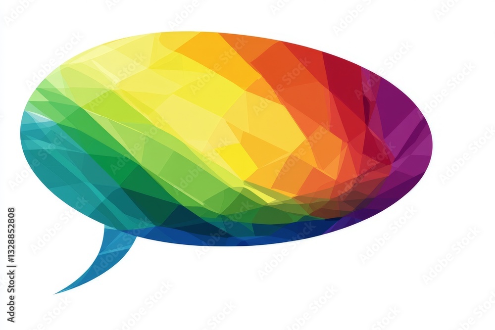 Poster colorful speech bubble graphic design showcasing vibrant rainbow colors as a representation of commu
