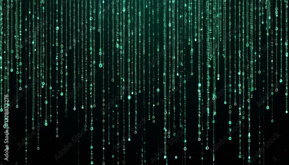 Poster abstract animation of binary code cascading down like digital rain