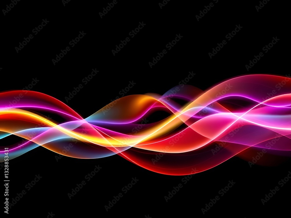 Poster abstract colorful wavy lines on black background vibrant design element for modern graphics and digi