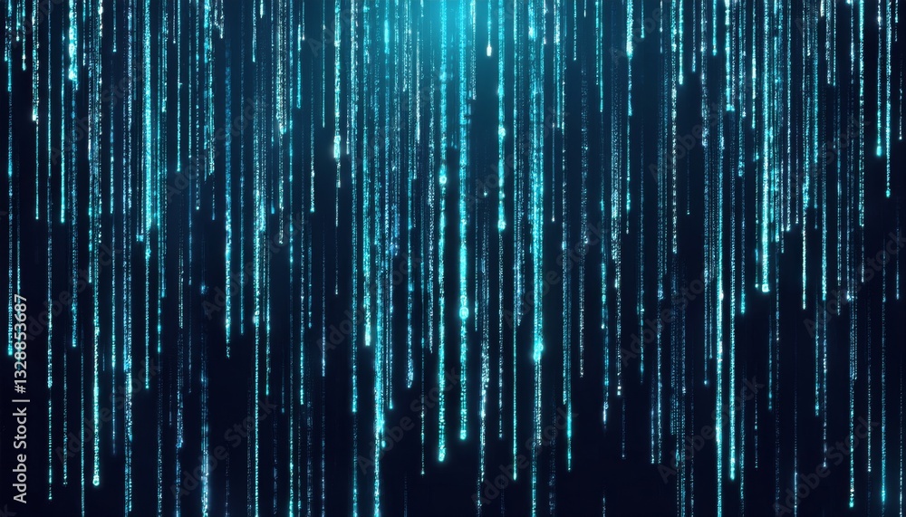 Poster abstract animation of binary code cascading down like digital rain