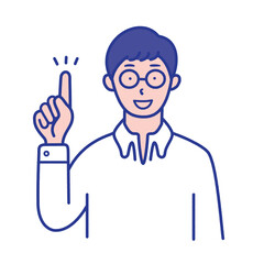 指差しポーズの男性の上半身イラスト素材