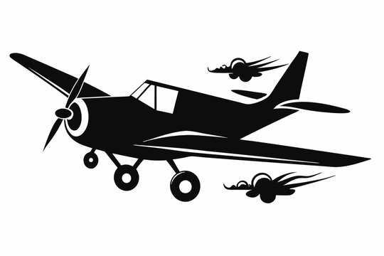 skywriting plane line art silhouette vector illustration