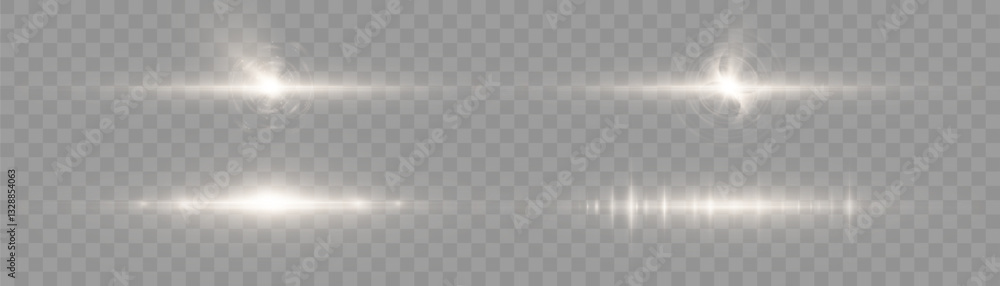 Leinwandbilder flashes of white light on transparent background. vector glow effect of flickering glare. abstract i