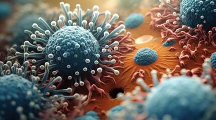 Obraz premium A microscopic closeup of bacteria and microbes