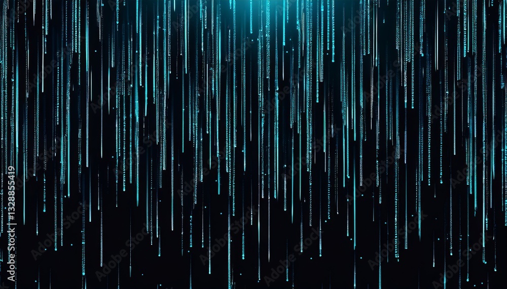 Poster abstract animation of binary code cascading down like digital rain