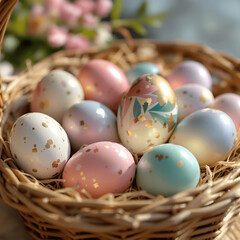 easter eggs in a basket