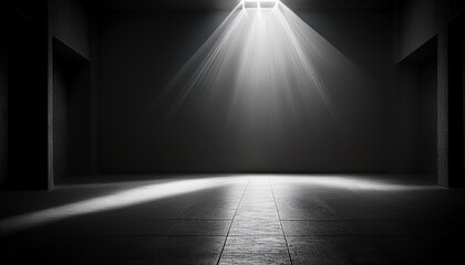 Flickering light against a darkened, empty space with shadows stretching across the canvas, creating a moody and atmospheric scene