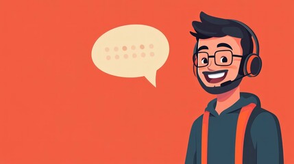 Engaging customer service representative with headset vibrant background digital illustration friendly environment positive concept