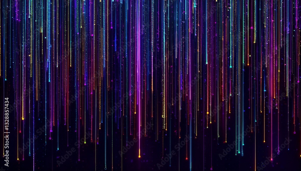 Poster abstract animation of binary code cascading down like digital rain