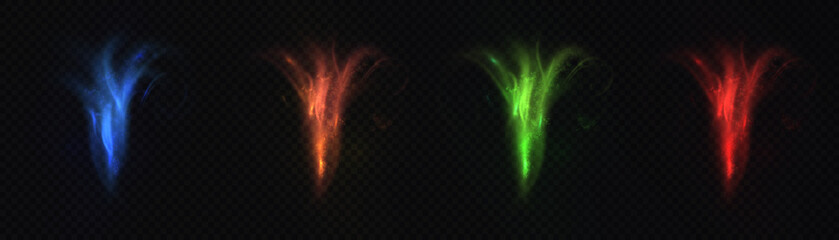 Flickering effect of magic wand light. Mystical glowing effect with bright shine. Spell element, visual effect of magic.