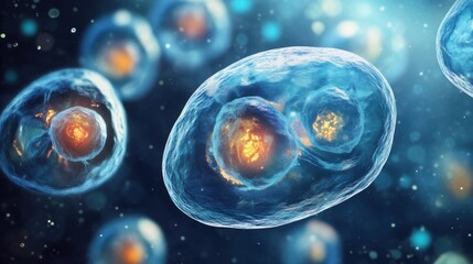 Naklejka premium microscope illustration of human cell 