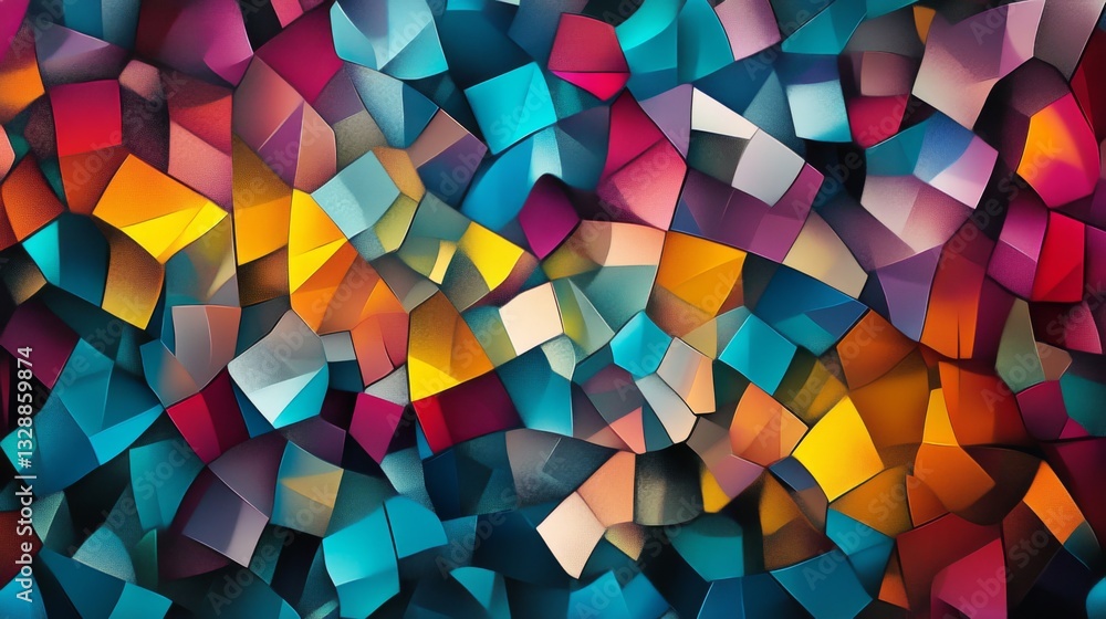 Poster An abstract background featuring a mosaic of fragmented shapes and shades, giving a modern and artistic touch to any design or presentation.
