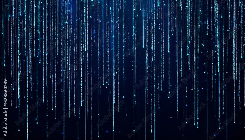 Poster abstract animation of binary code cascading down like digital rain