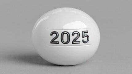 A white sphere displays the year two thousand twenty five