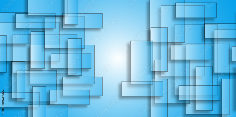 Aufkleber abstract blue and white geometric shapes overlay. abstract background of translucent rectangles in w