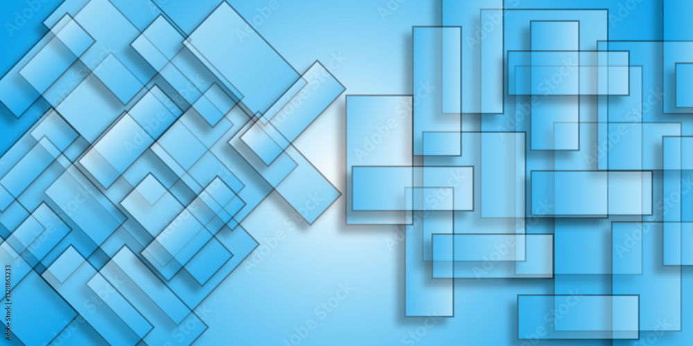Aufkleber abstract blue and white geometric shapes overlay. abstract background of translucent rectangles in w