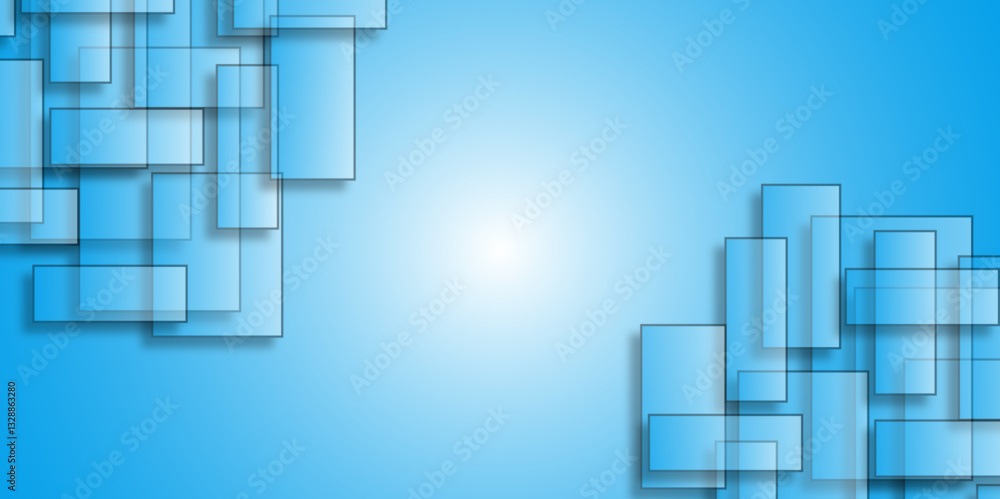 Aufkleber abstract blue and white geometric shapes overlay. abstract background of translucent rectangles in w
