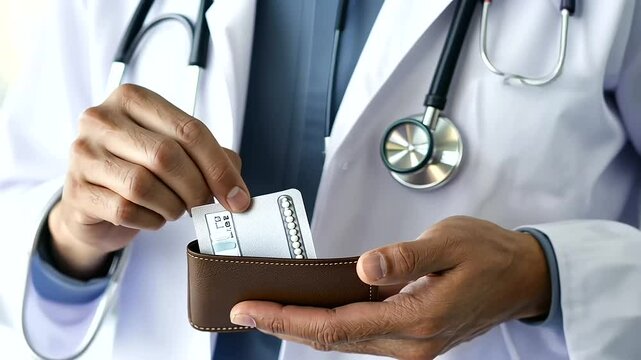 Doctor's Office Prescription Being Tucked into a Wallet