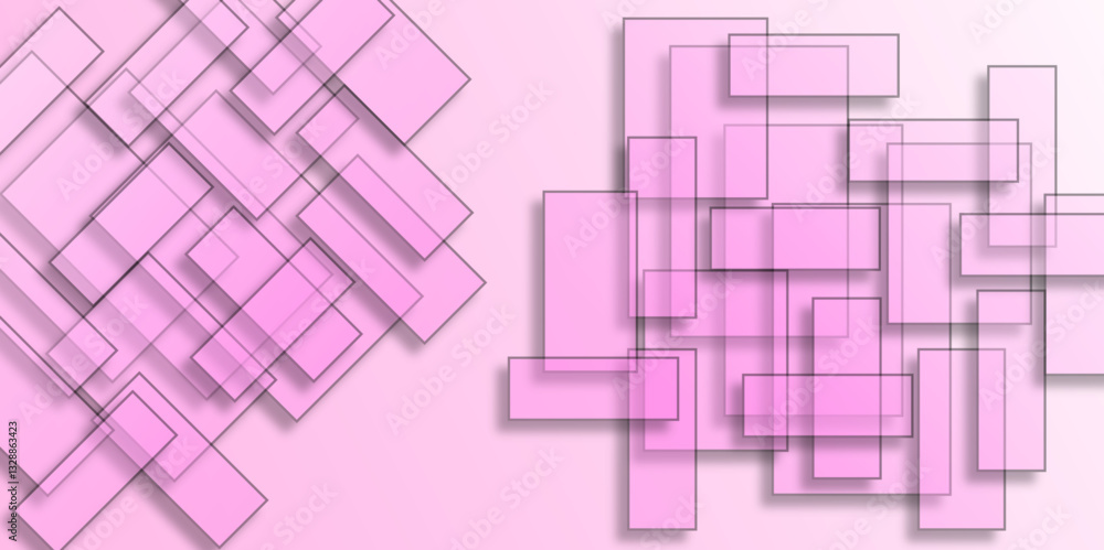 Aufkleber abstract pink and purple geometric shapes overlay. abstract background of translucent rectangles in 