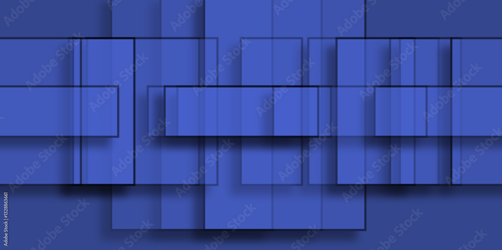 Aufkleber abstract blue geometric shapes overlay. abstract background of translucent rectangles in white and l