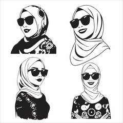 Silhouette of Stylish Muslim Woman with Sunglasses