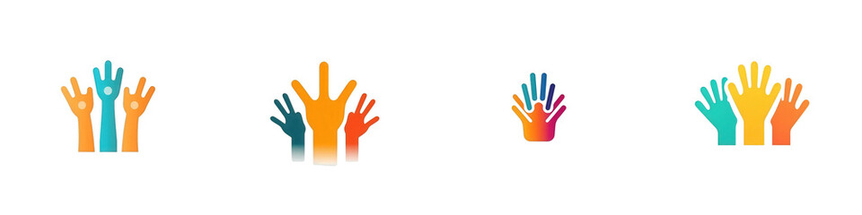 Obraz premium Colorful hands high five. Teamwork graphic isolated on white or transparent png