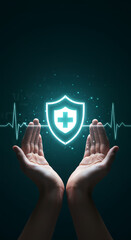 Protecting Your Health: Hands Offering Safety & Wellness ? Insurance, Medical Care & Wellbeing