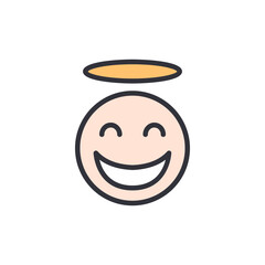 Smiling angel colored icons, minimalist vector illustration ,simple transparent graphic element .Isolated on white background