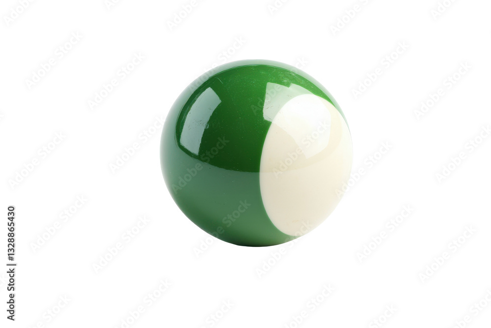 Poster a single green and white billiard ball isolated on a white background showing a clean and simple com