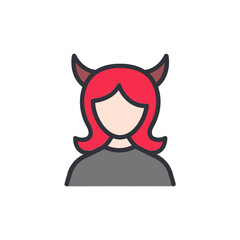 Devil colored icons, minimalist vector illustration ,simple transparent graphic element .Isolated on white background