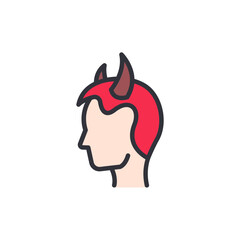 Devil colored icons, minimalist vector illustration ,simple transparent graphic element .Isolated on white background