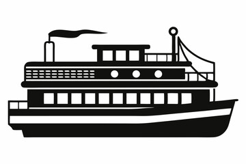 Obraz premium electric steamer line art silhouette vector illustration