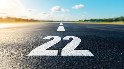 Number 22 painted on a race track.