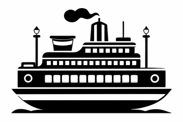 Obraz premium electric steamer line art silhouette vector illustration