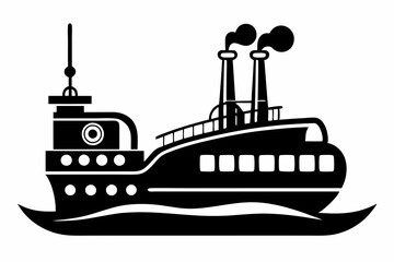 electric steamer line art silhouette vector illustration