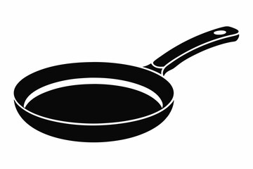 frying pan line art silhouette vector illustration