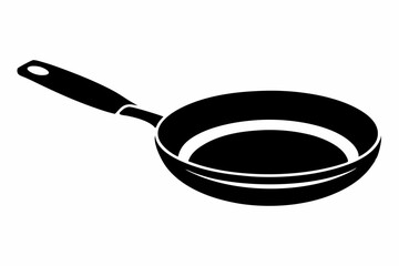 frying pan line art silhouette vector illustration