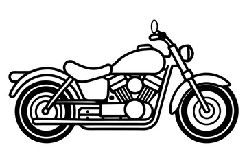 harley davidson bike line art silhouette vector illustration