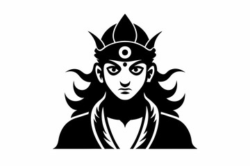 krisna line art silhouette vector illustration