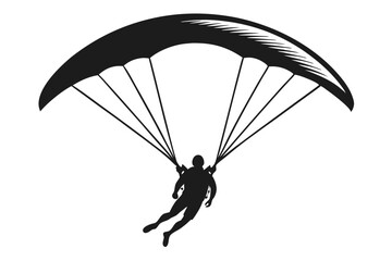 paraglider line art silhouette vector illustration