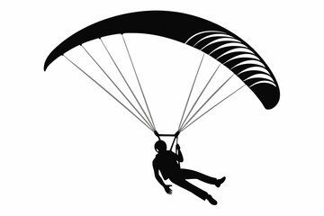 paraglider line art silhouette vector illustration