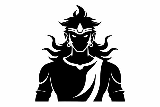 krisna line art silhouette vector illustration