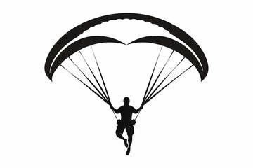 paraglider line art silhouette vector illustration
